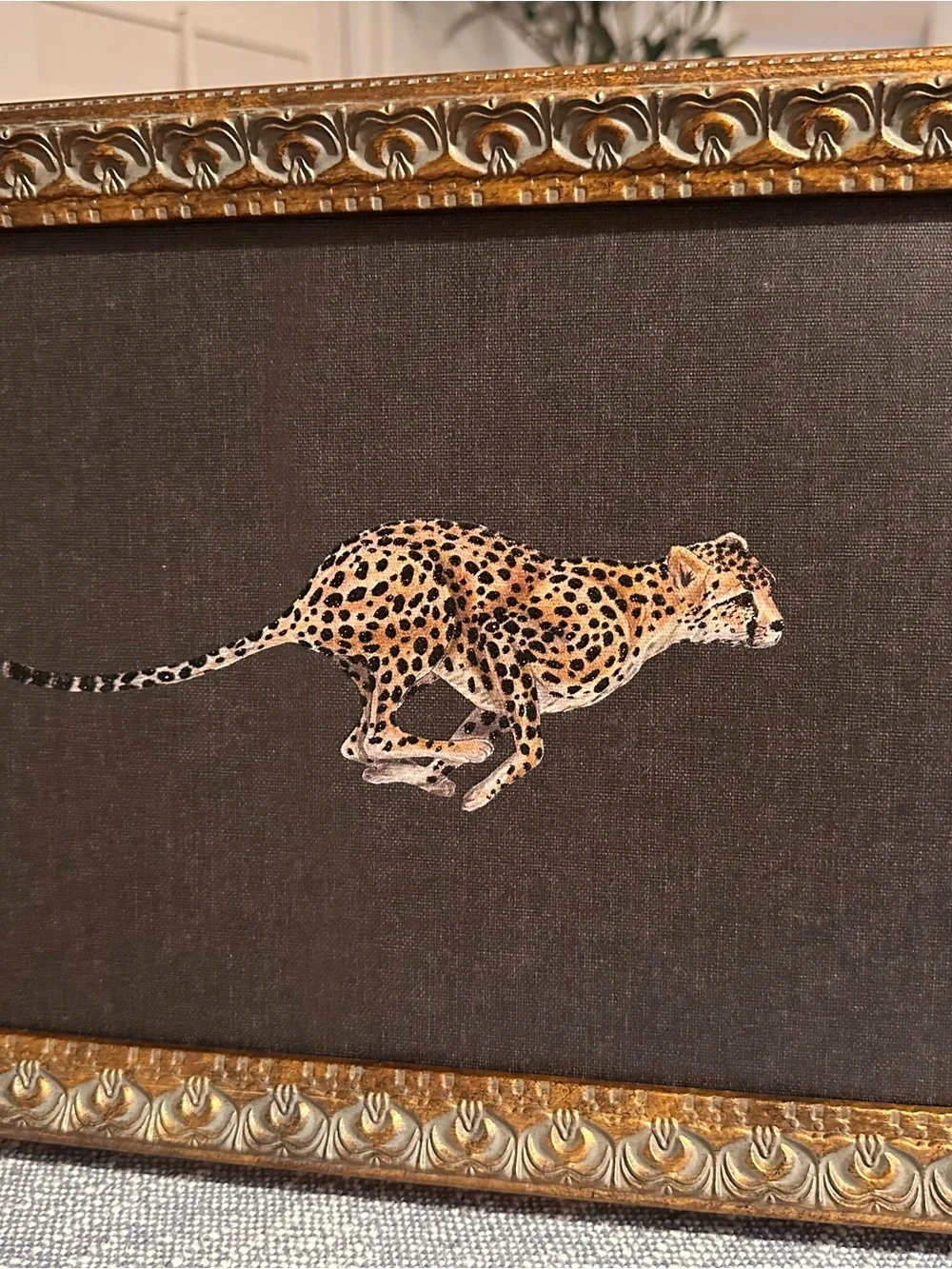 14x11 cheetah wild art print with glitter embellishment beautiful frame